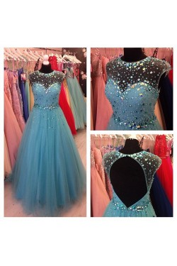 Beaded Tulle Long Prom Formal Evening Party Dresses 3021020
