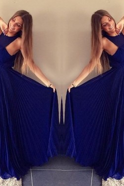 Long Blue Chiffon Prom Formal Evening Party Dresses 3021023