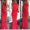 Mermaid Long Red Lace Prom Formal Evening Party Dresses 3021028