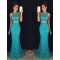 Trumpet/Mermaid Two Pieces Long Blue Lace Prom Evening Formal Dresses 3020103