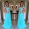 Long Blue Lace Appliques and Chiffon Prom Formal Evening Party Dresses 3021030