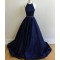 Long Blue Beaded Halter Prom Formal Evening Party Dresses 3021037