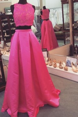 A-Line Lace Two Pieces Prom Formal Evening Party Dresses 3021041