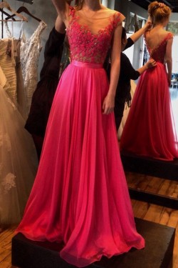 Elegant Lace Chiffon Long Prom Formal Evening Party Dresses 3021047