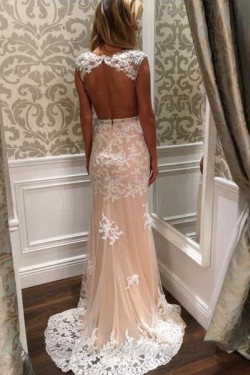 Mermaid Lace Appliques Long Beaded Prom Formal Evening Party Dresses 3021049