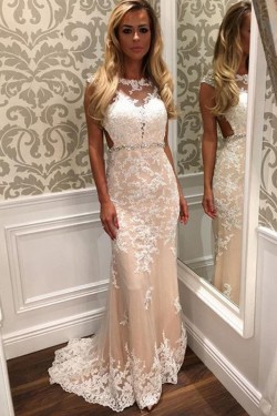 Mermaid Lace Appliques Long Beaded Prom Formal Evening Party Dresses 3021049