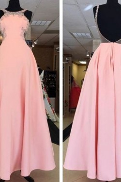 A-Line Long Pink Prom Formal Evening Party Dresses 3021064