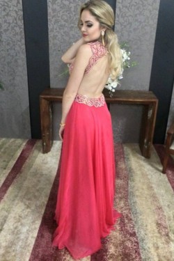 Long Red V-Neck Prom Formal Evening Party Dresses 3021066