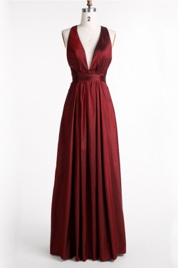 Long V-Neck Burgundy Prom Formal Evening Party Dresses 3021067