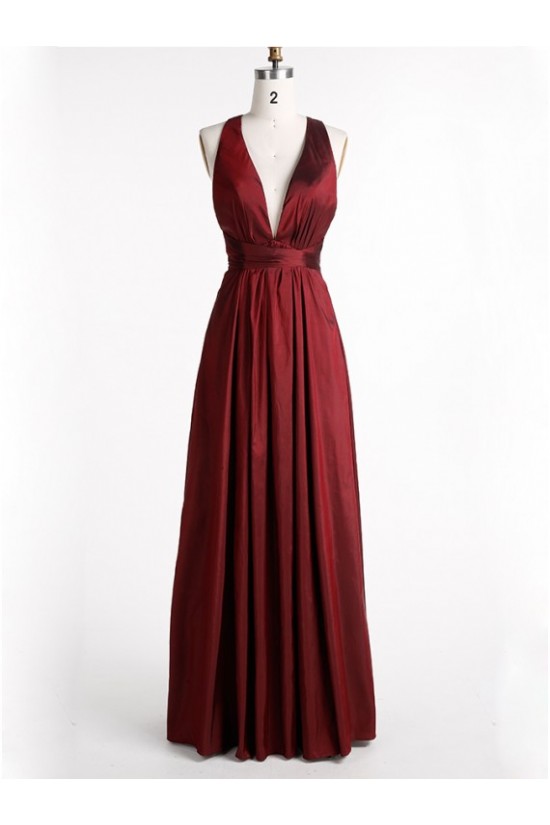 Long V-Neck Burgundy Prom Formal Evening Party Dresses 3021067