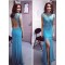 Long Blue Open Back Lace Appliques Prom Formal Evening Party Dresses 3021072