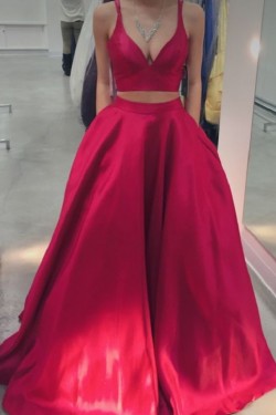 Two Pieces V-Neck Long Prom Formal Evening Party Dresses 3021075