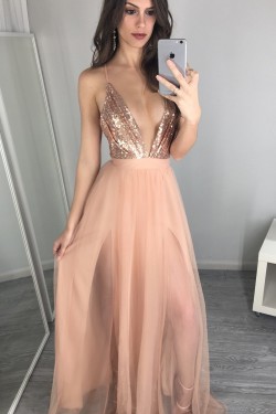 Long Red Spaghetti Straps Prom Formal Evening Party Dresses 3021077