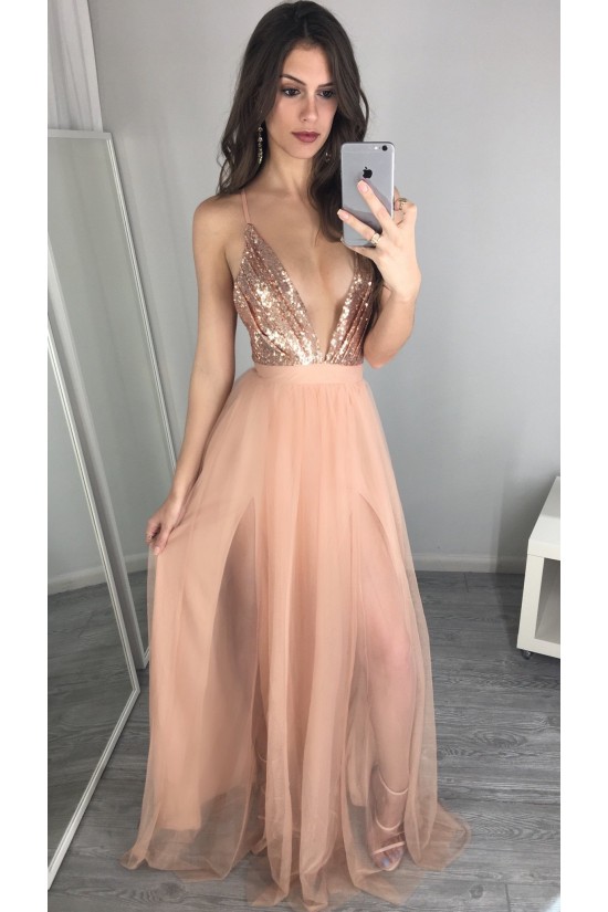 Long Red Spaghetti Straps Prom Formal Evening Party Dresses 3021077