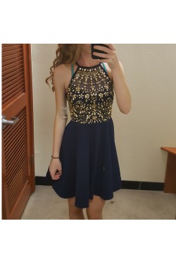A-Line Beaded Prom Homecoming Cocktail Graduation Dresses 3021081