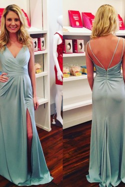 Sheath Long V-Neck Prom Formal Evening Party Dresses 3021082