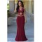 Mermaid Burgundy Lace Long Prom Formal Evening Party Dresses 3021083