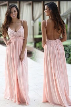 Empire Long Lace Chiffon Pink Prom Formal Evening Party Maternity Dresses 3021085