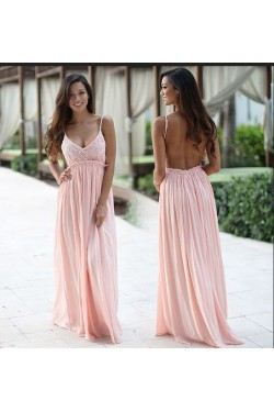 Empire Long Lace Chiffon Pink Prom Formal Evening Party Maternity Dresses 3021085