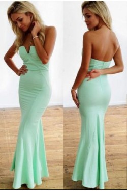 Trumpet/Mermaid Mint Green Long Prom Evening Formal Dresses 3020109