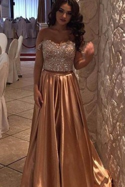 Off-the-Shoulder Beaded Long Prom Formal Evening Party Dresses 3021092
