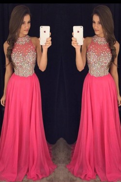 Beaded Long Chiffon Prom Formal Evening Party Dresses 3021094
