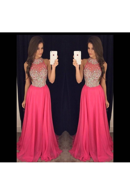 Beaded Long Chiffon Prom Formal Evening Party Dresses 3021094