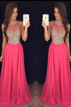 Beaded Long Chiffon Prom Formal Evening Party Dresses 3021094