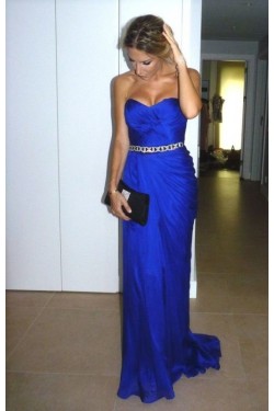 Long Blue Beaded Prom Formal Evening Party Dresses 3021098