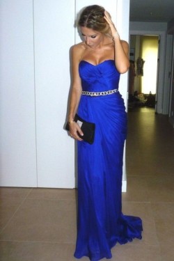 Long Blue Beaded Prom Formal Evening Party Dresses 3021098
