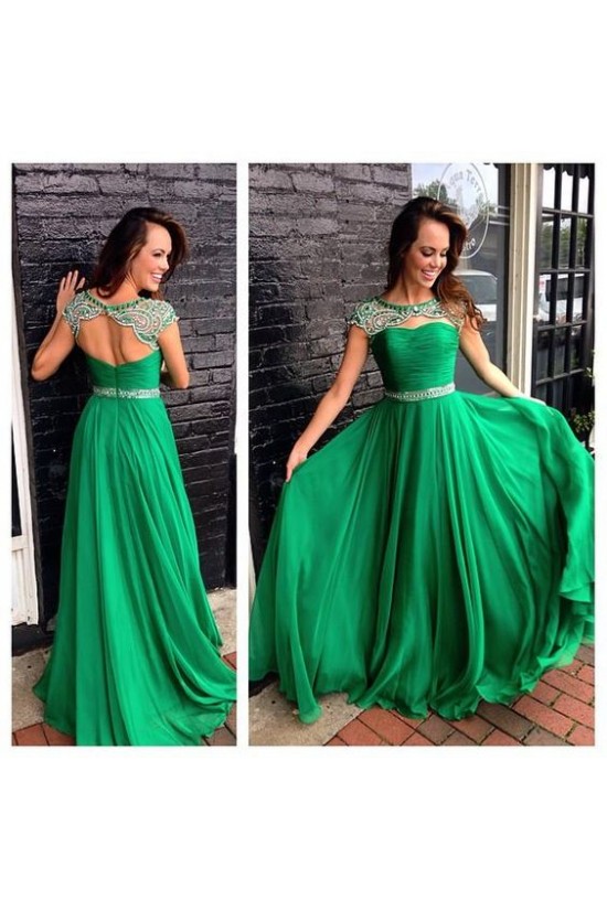 Long Green Beaded Chiffon Prom Formal Evening Party Dresses 3021105 Long Green Beaded Chiffon Prom Formal Evening Party Dresses 3021105
