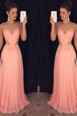 Long Lace and Chiffon Prom Formal Evening Party Dresses 3021108