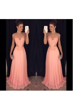 Long Lace and Chiffon Prom Formal Evening Party Dresses 3021108