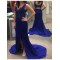 Long Blue Lace Appliques Prom Formal Evening Party Dresses 3021109