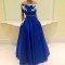 Two Pieces Off-the-Shoulder Long Blue Prom Formal Evening Party Dresses 3021119