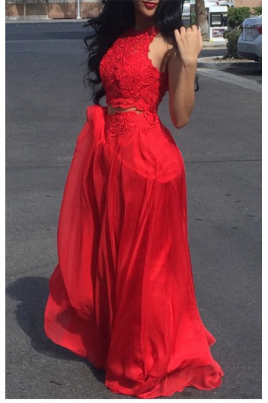 Two Pieces Lace Long Red Prom Formal Evening Party Dresses 3021124 Two Pieces Lace Long Red Prom Formal Evening Party Dresses 3021124