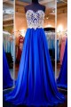 A-Line Sweetheart Gold Royal Blue Long Prom Evening Formal Dresses 3020113