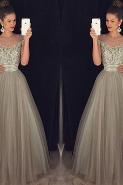 Beaded Off-the-Shoulder Tulle Ball Gown Prom Formal Evening Party Dresses 3021136