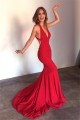 Sexy Red Mermaid Long Prom Formal Evening Party Dresses with Criss Cross Back 3021137