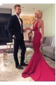 Sexy Red Mermaid Long Prom Formal Evening Party Dresses with Criss Cross Back 3021137