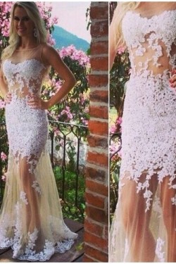 Lace Appliques Long Prom Formal Evening Party Dresses 3021140