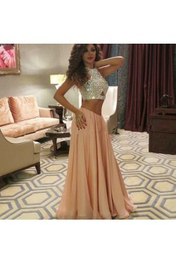 Two Pieces Beaded Long Prom Formal Evening Party Dresses 3021143