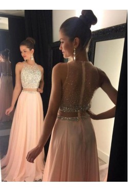 Beaded Two Pieces See Through Long Prom Evening Formal Dresses 3020115
