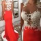 Long Red Lace Beaded Prom Formal Evening Party Dresses 3021152
