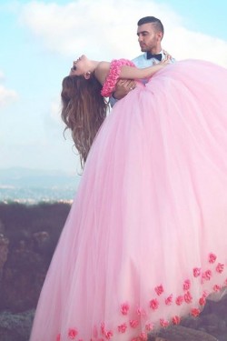 Long Pink Off-the-Shoulder Ball Gown Prom Formal Evening Party Dresses 3021155