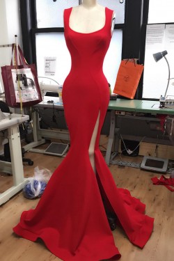 Mermaid Long Red Prom Formal Evening Party Dresses 3021157
