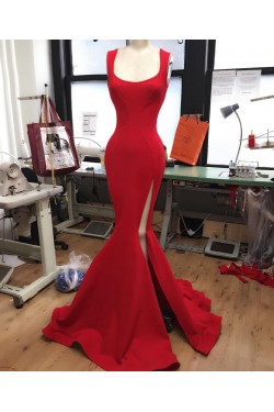 Mermaid Long Red Prom Formal Evening Party Dresses 3021157