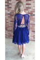 Beaded Lace Two Pieces Long Sleeves Prom Formal Evening Party Dresses 3021162