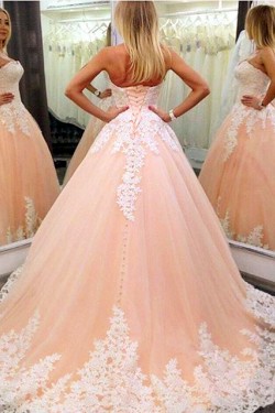 Ball Gown Lace Appliques Prom Formal Evening Party Dresses 3021168
