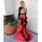 Mermaid Long Sleeves Lace Black White Prom Formal Evening Party Dresses 3021169
